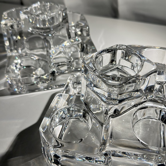 Vintage Crystal Glass Tea light Castle Block Set of 2 —-RETIRED ITEM—- - Picture 11 of 12